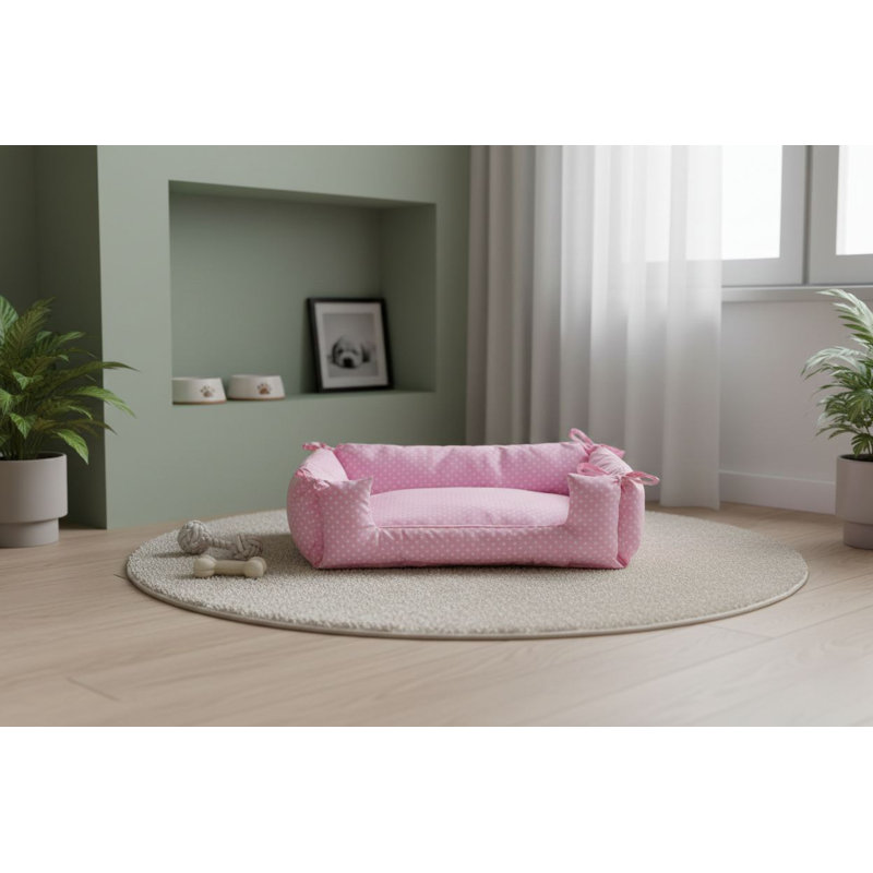 Lit confortable pour animaux de compagnie pour chiens et chats, rose, 29,9 x 22,8 x 5,9 pouces | Tissu extérieur durable 70% coton / 30% polyester | Rembourrage doux 100% fibres pour un confort ultime | Conception élégante pour votre décoration intérieure