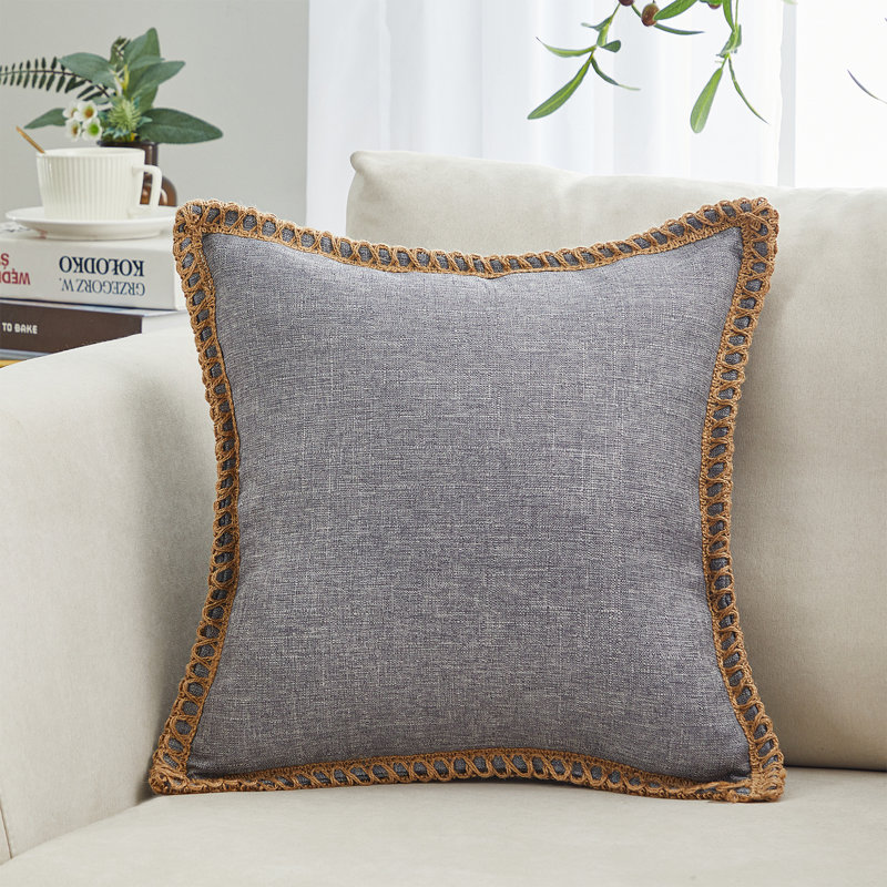 Cotton Linen Cotton Throw Pillow, Gray