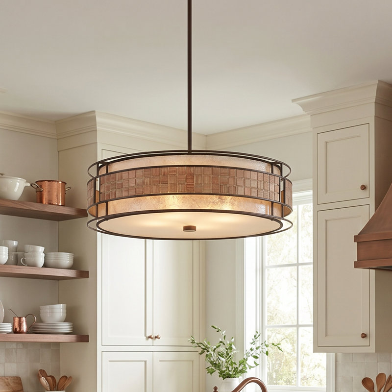 Luminaire suspendu tambour simple 4 lumières Bashir