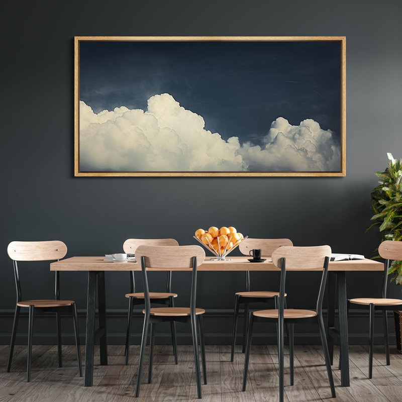 Clouds " Heavenly Cloudscape Serene Sky Rustic Retro Art Decor Extra Large Artwork Pictures ", 30" H x 60" W, Natural