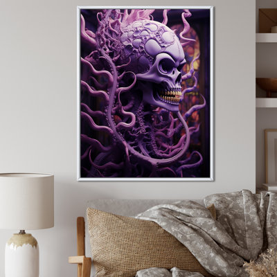 «Deviantly crâne souriant mauve d'Halloween» sur