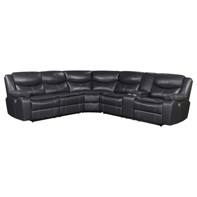 Salerno Grey Upholstered Power Reclining Sectional Sofa