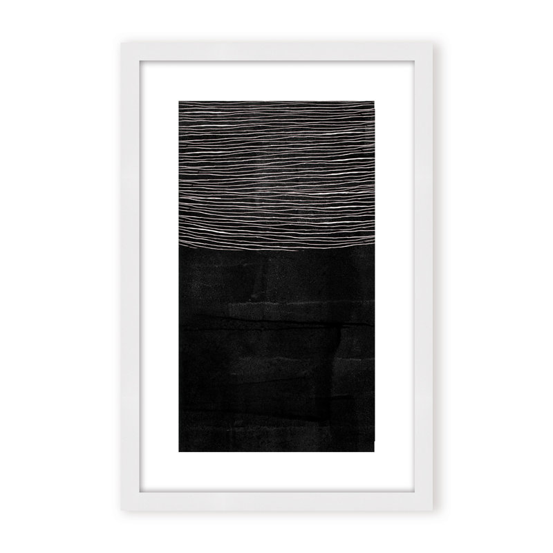 Abstract Blackened Line by  - Picture Frame Painting on Paper, 24" H x 16" W x 1.125" D, Framed Matted Print, Black