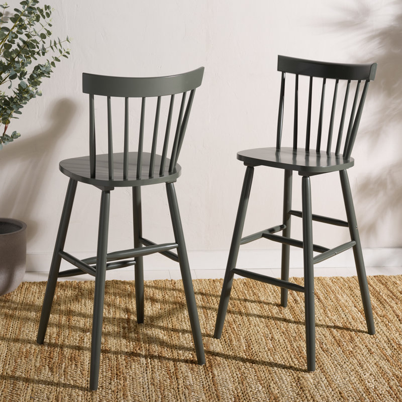 Tabouret de bar et de comptoir en bois massif Stacee, Tabouret de bar (siège d'une hauteur de 29 po), Vert poussiéreux