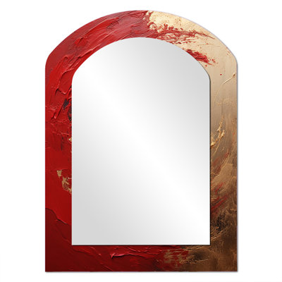 Red Gold Fusion Spiral I - Abstract Spirals Modern Wall Mirror In Asymmetrical Shapes
