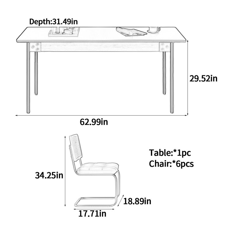 Table de salle à manger en bois massif de style médiéval, H 29,52 po x L 62,99 po x l 31,49 po 