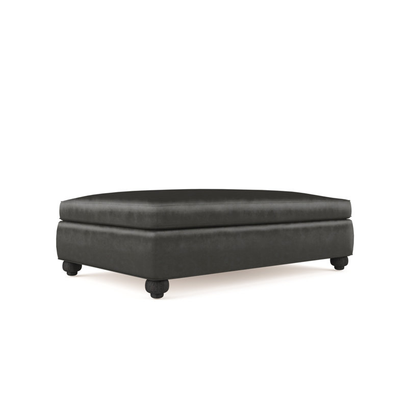Repose-pieds de table Leroy, Ébène, Cuir rétro graphite