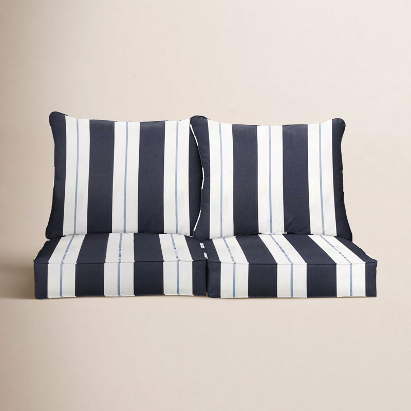 Coussin de siège / dossier Sunbrella Deana, Sunbrella® à rayures bleu marine, L 30 po x P 27 po