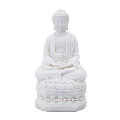 5.5x4.7x11.8" White Sitting Buddha Figure