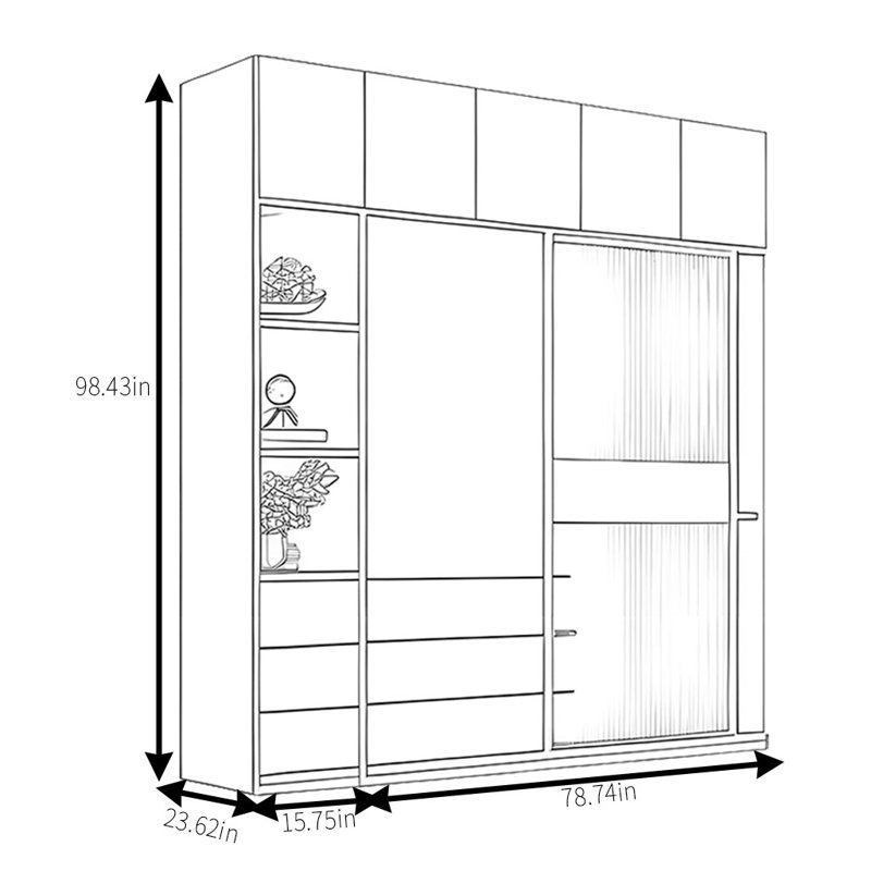 Armoire moderne, simple, pratique, élégante et élégante, H 99 po x l 95 po x P 24 po