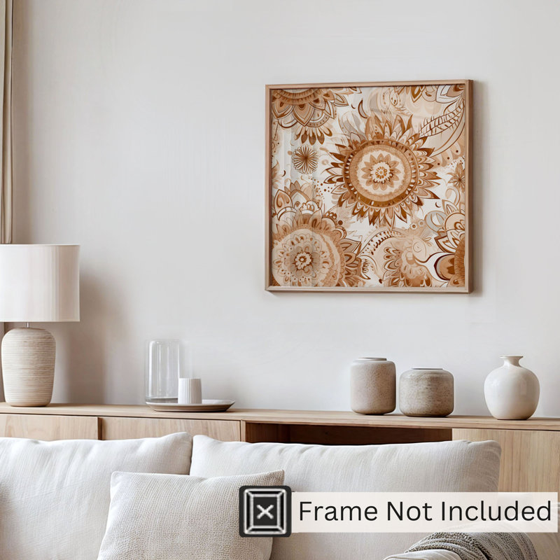«Abstract Bohemian Mandala II», reproduction d'art non encadrée, H 16 po x l 16 po