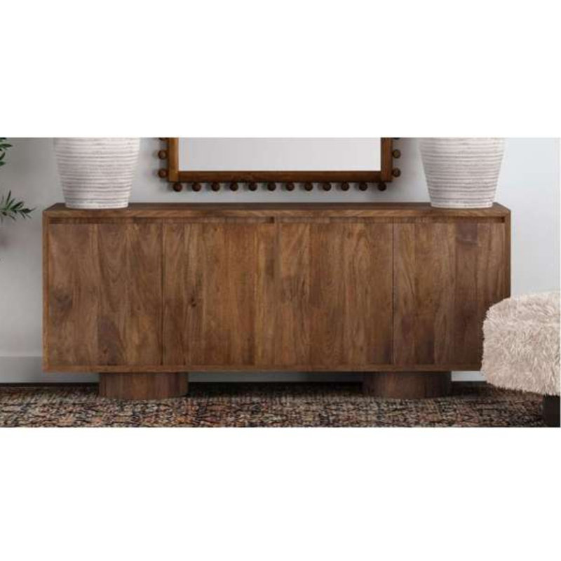 Napa 72" Brown Mango Wood Server with Column Legs & Media Storage