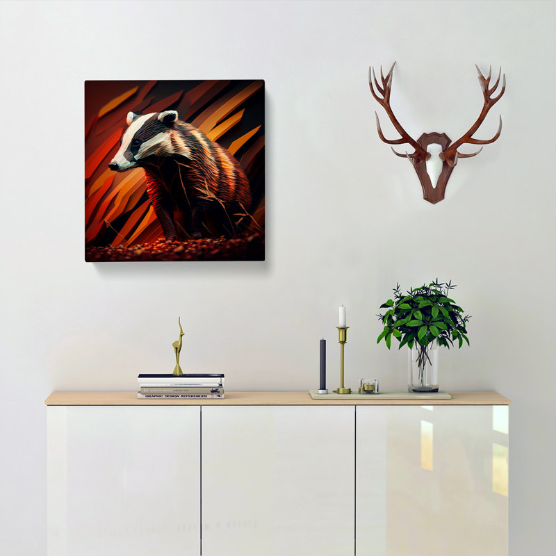 Badger Abstract Art - Wrapped Canvas - Framed Print, 50cm H x 50cm W x 3cm D
