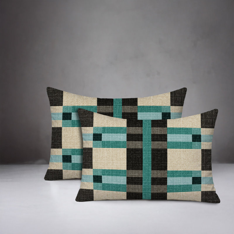 Ensemble de coussins réversibles intérieur / extérieur Joey, Teal, 25 x 18