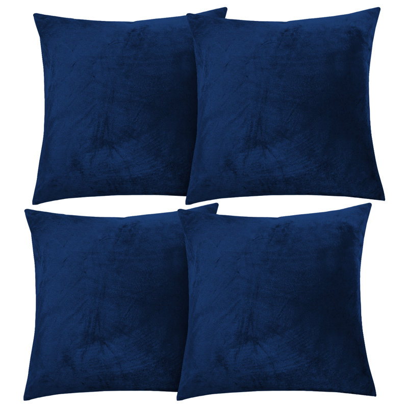 Aspire Homeware Square Plain Velvet Scatter Cushion Cover, Navy Blue, Pack of 4