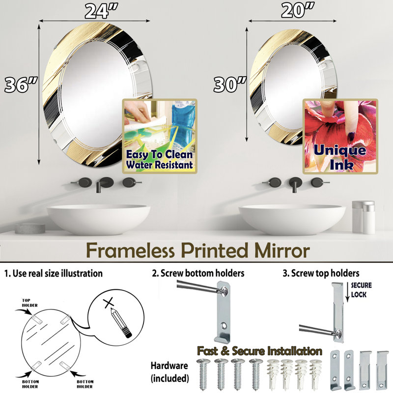 Miroir mural Zimya, 30 po x 20 po