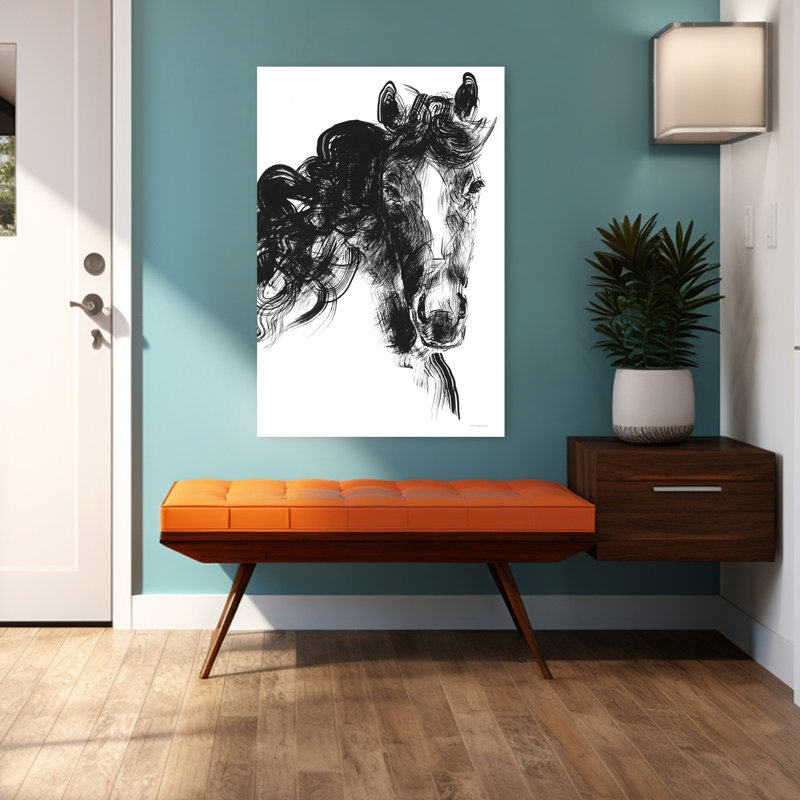 Art contemporain abstrait cheval doux, H 48 po x l 32 po
