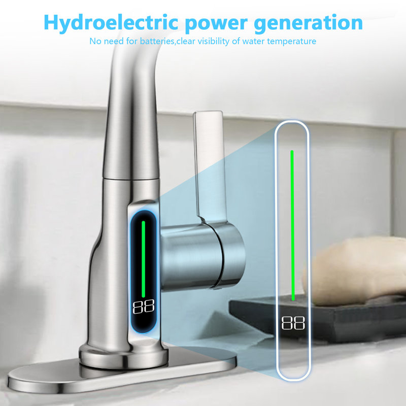 Waterfall-style Kitchen/bathroom Faucet With Pull-down Shower Head, Single Handle And 360° Rotating Stainless Steel Single Hole Or 3-hole Kitchen Sink/bathroom Faucet.