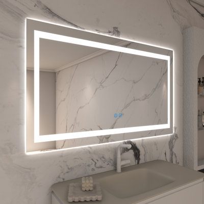 36X50 LED Bathroom Mirror with Lights, Anti-Fog, Dimmable, Backlit Front Lit, Smart Bathroom Vanity Mirror, Memory Function, Shatterproof, Tempered Glass (Horizontal/Vertical)