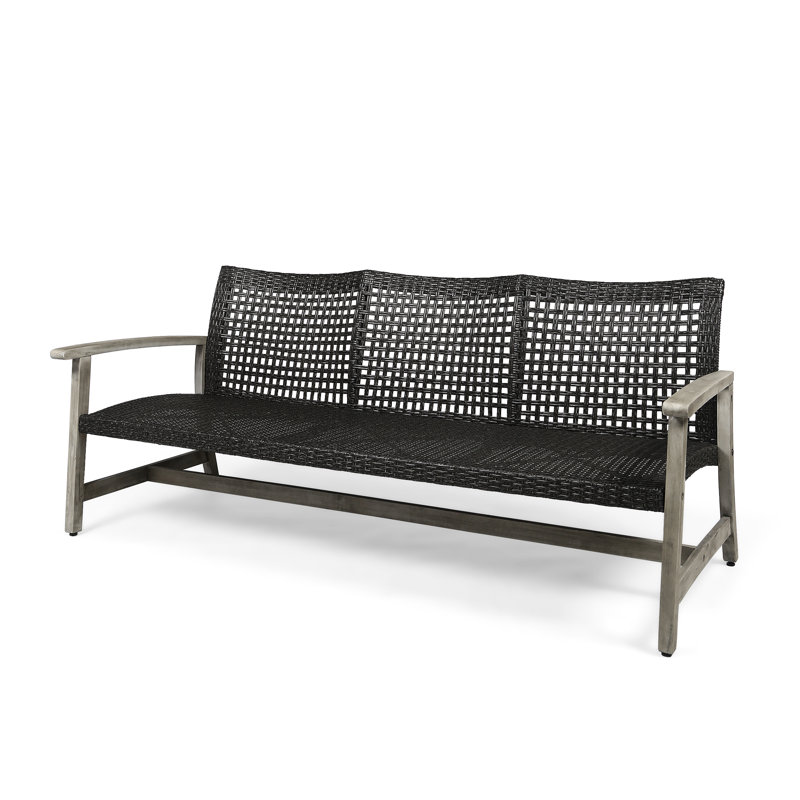 Spacious Outdoor 3 Seater In Grey With And Metal Frame For Patio, Featuring Iron Details, Gray
