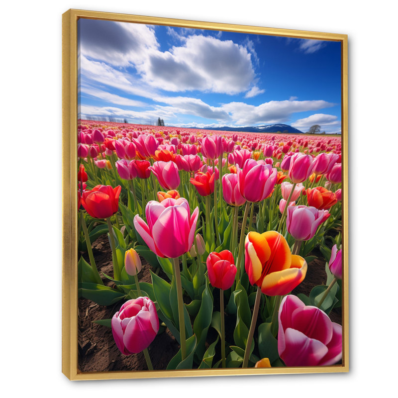 Gaspey " Germany Tulip Symphony ", Gold Floater Framed, 44" H x 34" W x 1.5" D