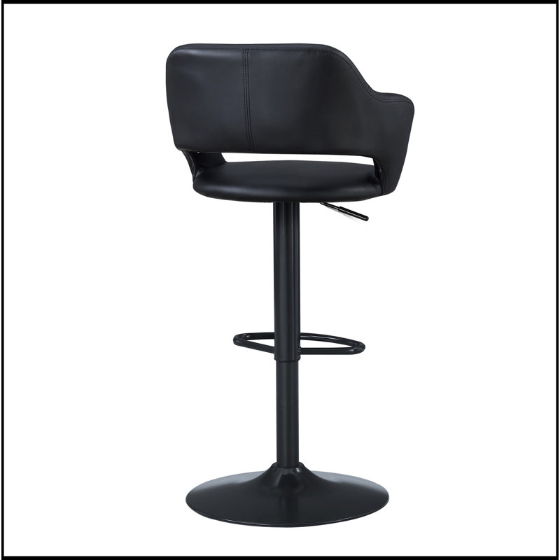 Tabouret de bar, pivotant, hauteur de bar, réglable, métal noir, aspect cuir