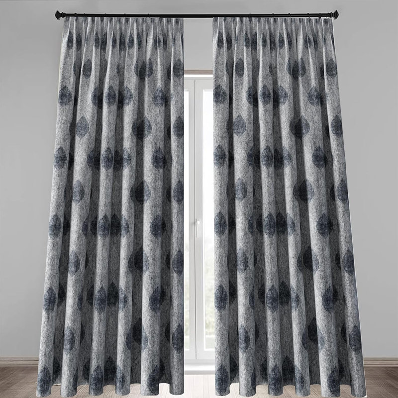 Roughton Cotton Blend Semi Sheer Curtain Pair, Grey, 66cm Width x 72cm Drop