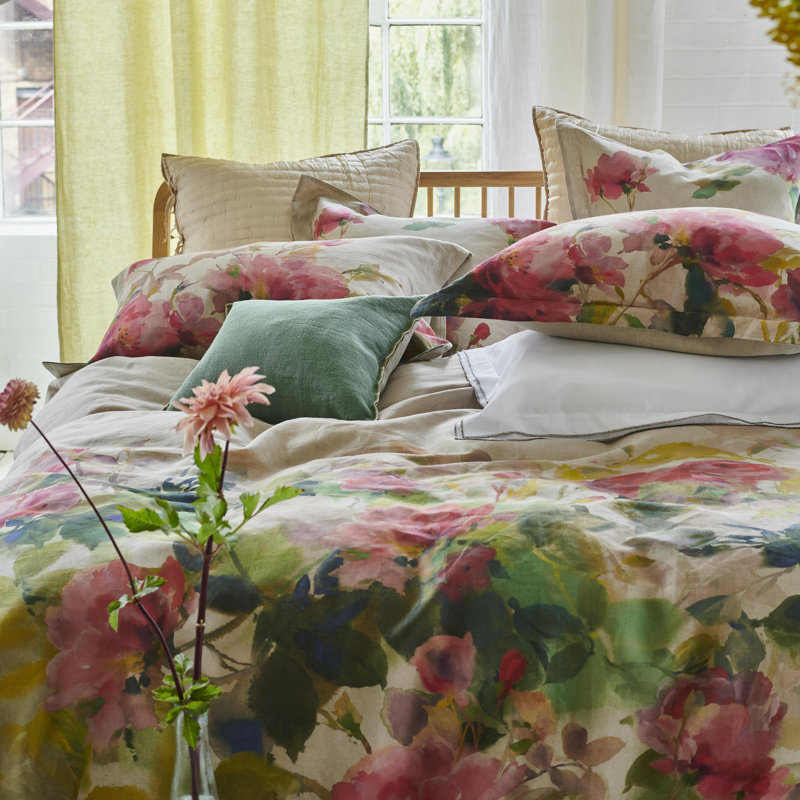 Thelma's Garden Linen Duvet Cover, King Duvet Cover