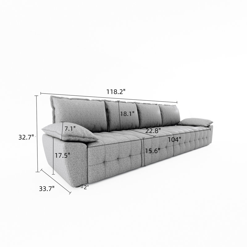 Canapé modulaire 4 pièces Krishama, 100 % polyester gris clair, 32,7 po H x 92,2 po L x 33,7 po P