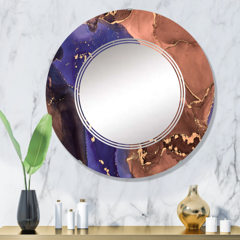 Miroir mural moderne et abstrait brun, 32 po x 32 po