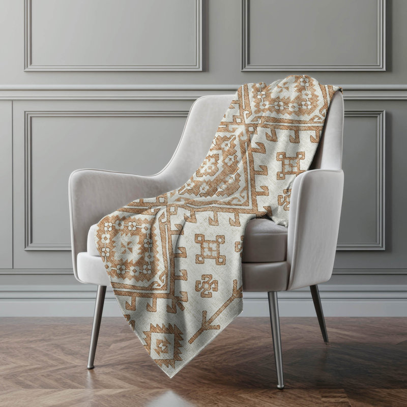 Addison Machine Washable Sherpa Aztec Throw Blanket, Canyon