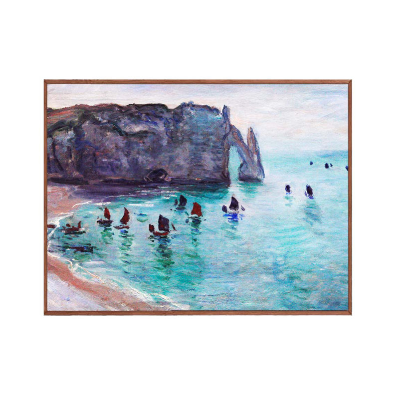 "Falaises à Étretat" par Claude Monet_Floater, H 16 po x l 14 po, Encadrement brun