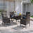 5-Piece Outdoor Rattan Dining Set With Cushions, Armchairs, And Glass-Top Table-109707247