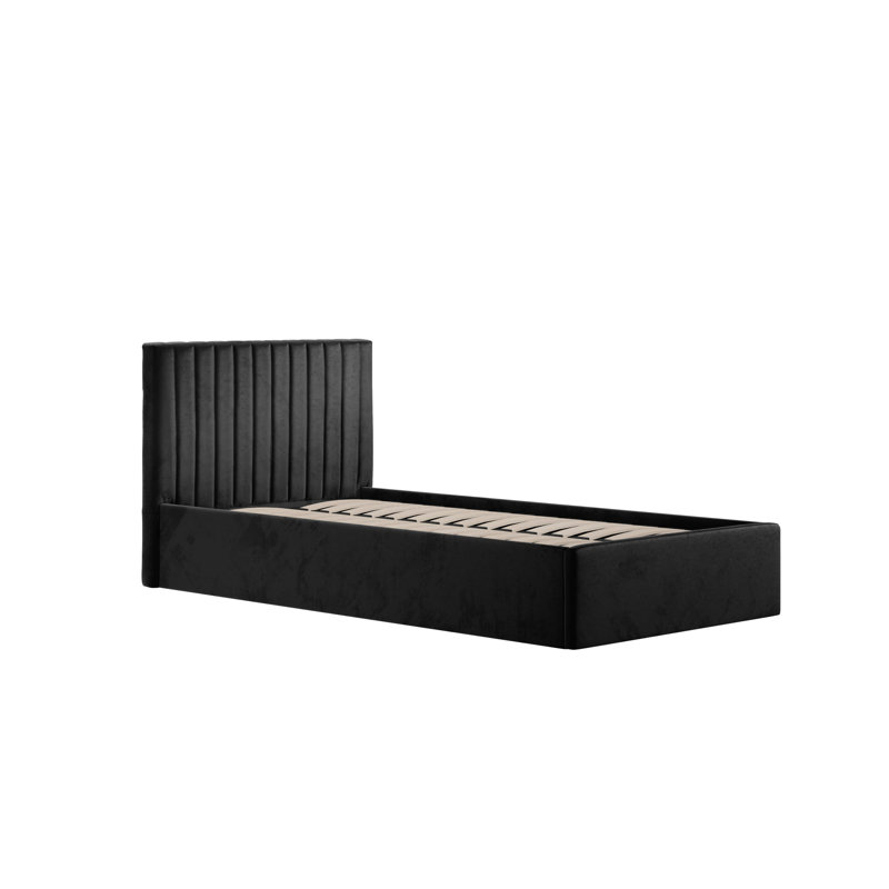 Berlin Upholstered Ottoman Storage Bed, Black, Single (3')