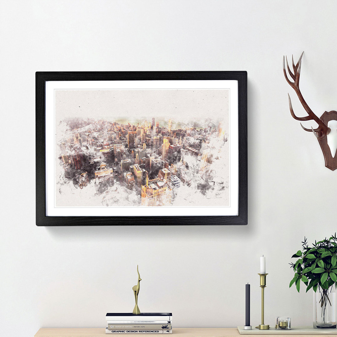 Flying Over The Chicago Skyline - Single Picture Frame Painting on MDF
