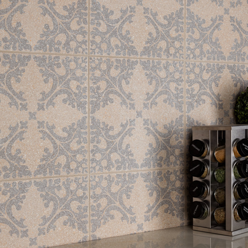 Farnese Molise 11.5" x 11.5" Porcelain Patterned Wall & Floor Tile, Cream