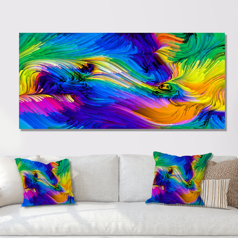 Élégance de la couleur liquide X III - Impression sur toile, H 16 po x l 32 po x P 1 po, Toile tendue