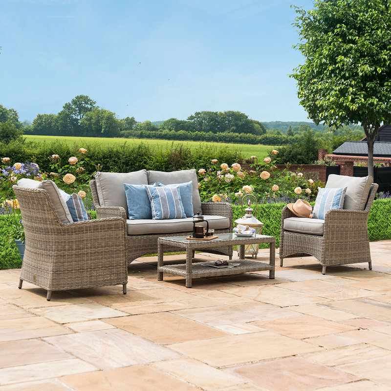 Dulce Heritage Square Rattan Sofa Set, Light Grey
