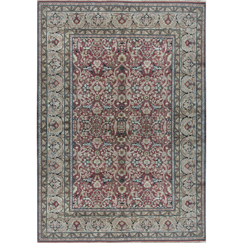 Avalon Wool Oriental Area Rug in Red/Beige/Green
