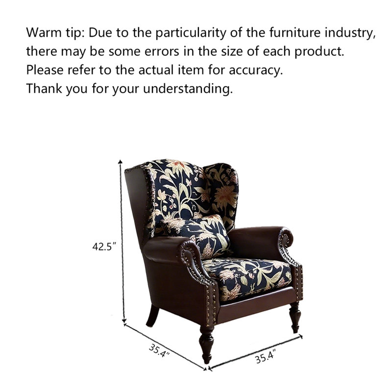 Fauteuil d'appoint en chenille et cuir American Style