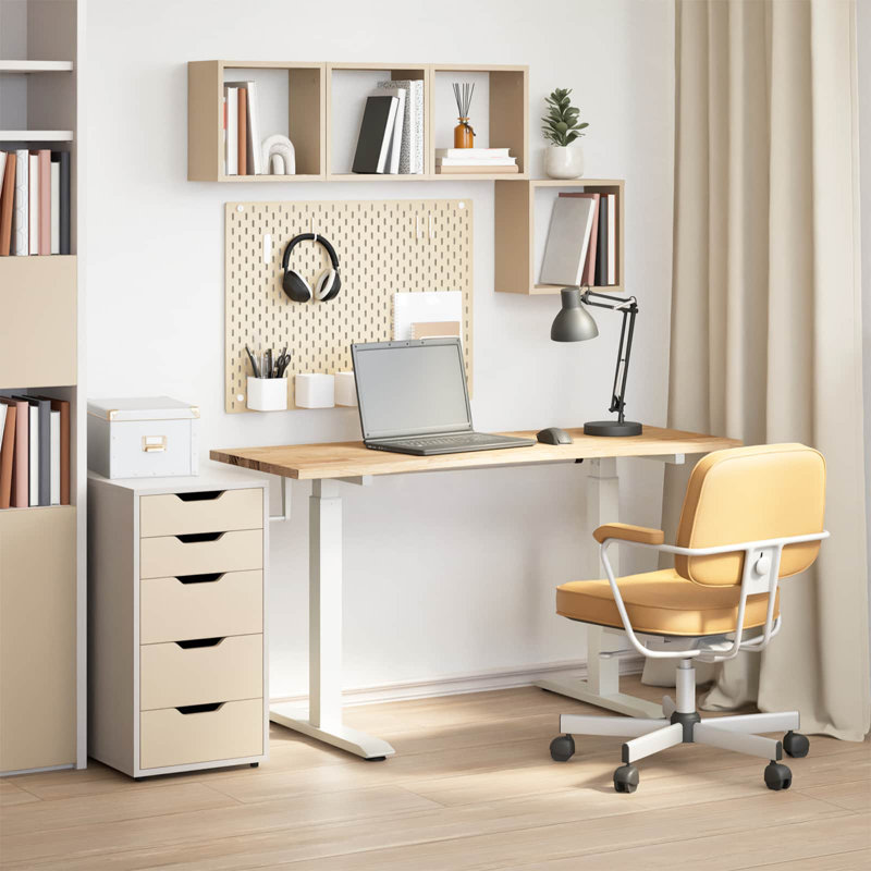 Adjustable Standing Desk, Natural, White