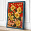 Golden Blooms in Red Botanical - Wrapped Canvas-131761922-131761929