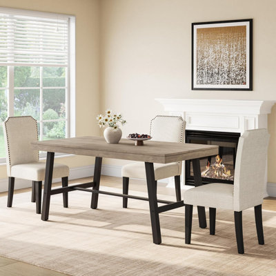55" Industrial Dining Table for 2-4, Rectangular Kitchen Table with 2" x 2" Metal Legs, Space-Saving Dining Table for Kitchen and Dining Room