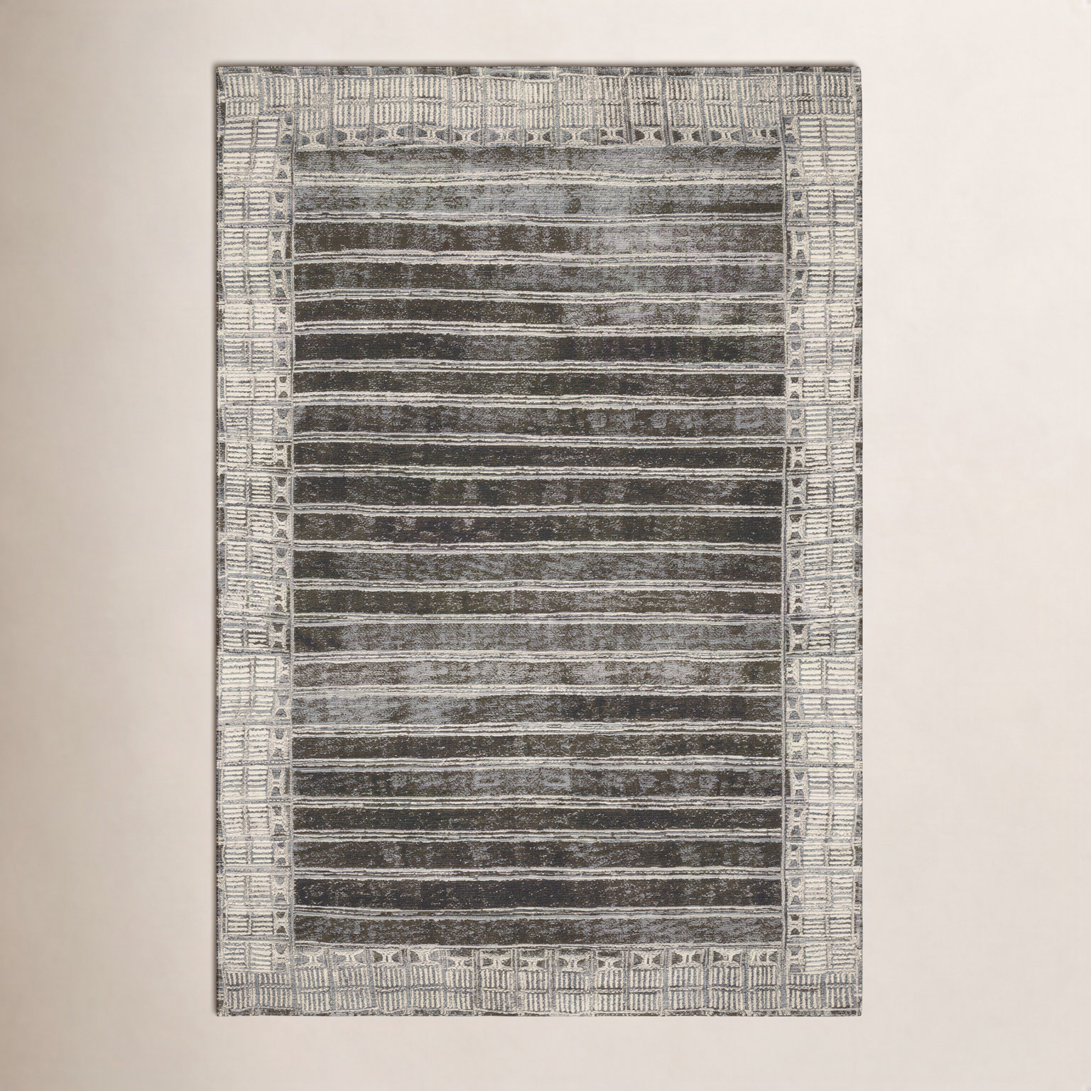 Boden Charcoal Ivory Striped Outdoor Rug, Rectangle 7'10" x 11'2"