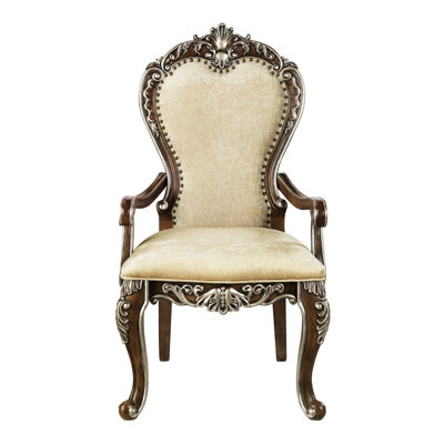 Antique Oak Finish Arm Chair Of 2, Padded Back And Seat Cushion, Nail Head Trim, 220lbs Weight Capacity, 24" Width, 20" Depth, 19" Height, 44" Synthetic Wood, Upholstered 2 Chairs, & Cushions, 220lb