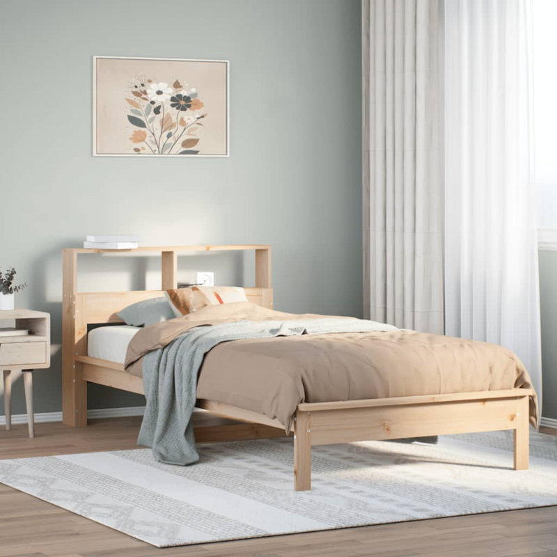 Vidaxl Bookcase Bed Without Mattress Solid Wood Pine, Brown, 100 x 200 cm