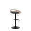 Tabouret de bar réglable avec pivot en métal noir, bois gris clair et similicuir noir avec repose-pieds rond en T - ensemble de 2