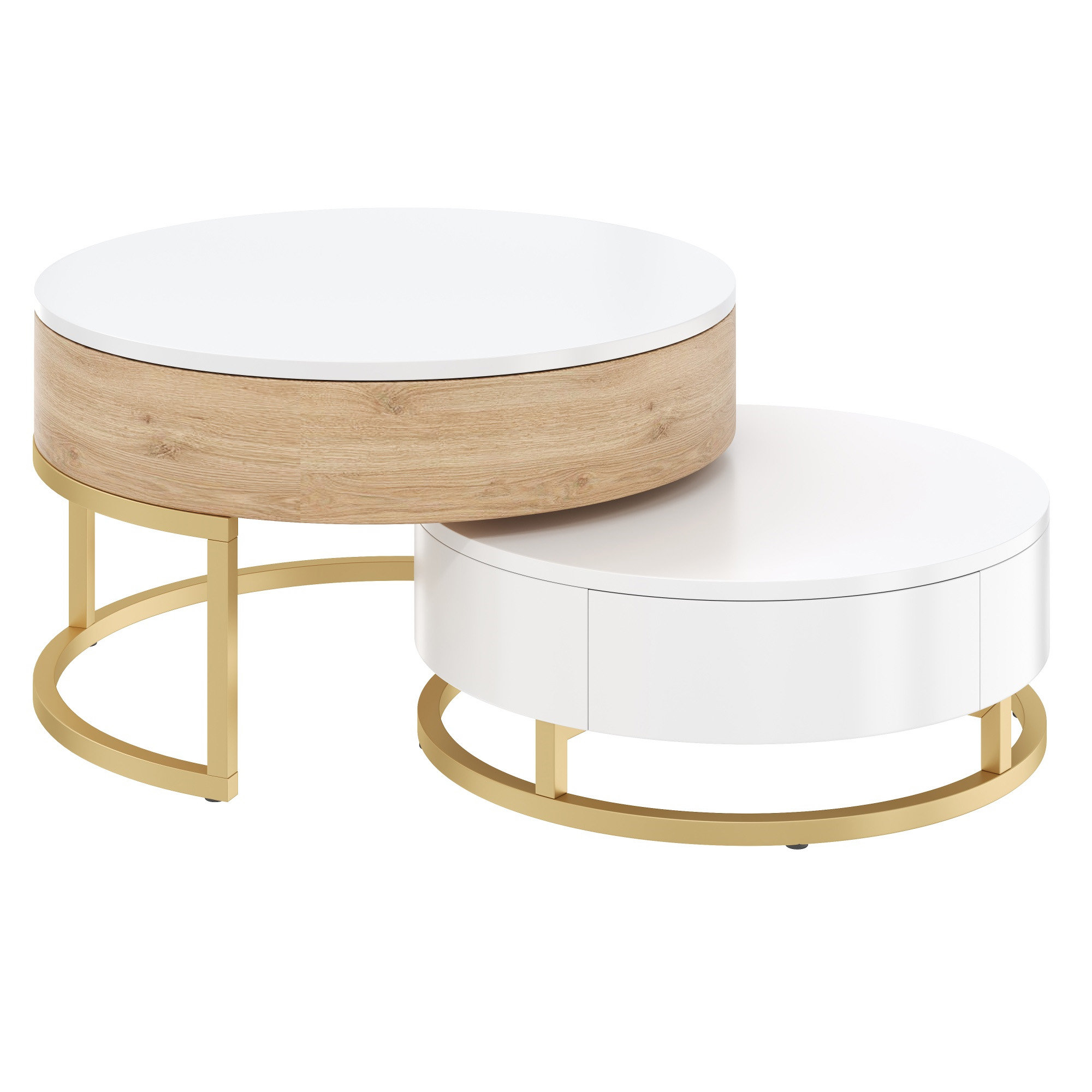 Latitude Run® Modern Round Lift-Top Nesting Coffee Tables With 2 ...