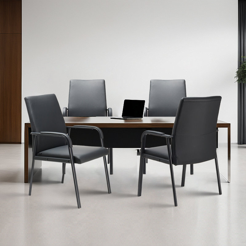 Fauteuil en similicuir avec base en métal, Noir