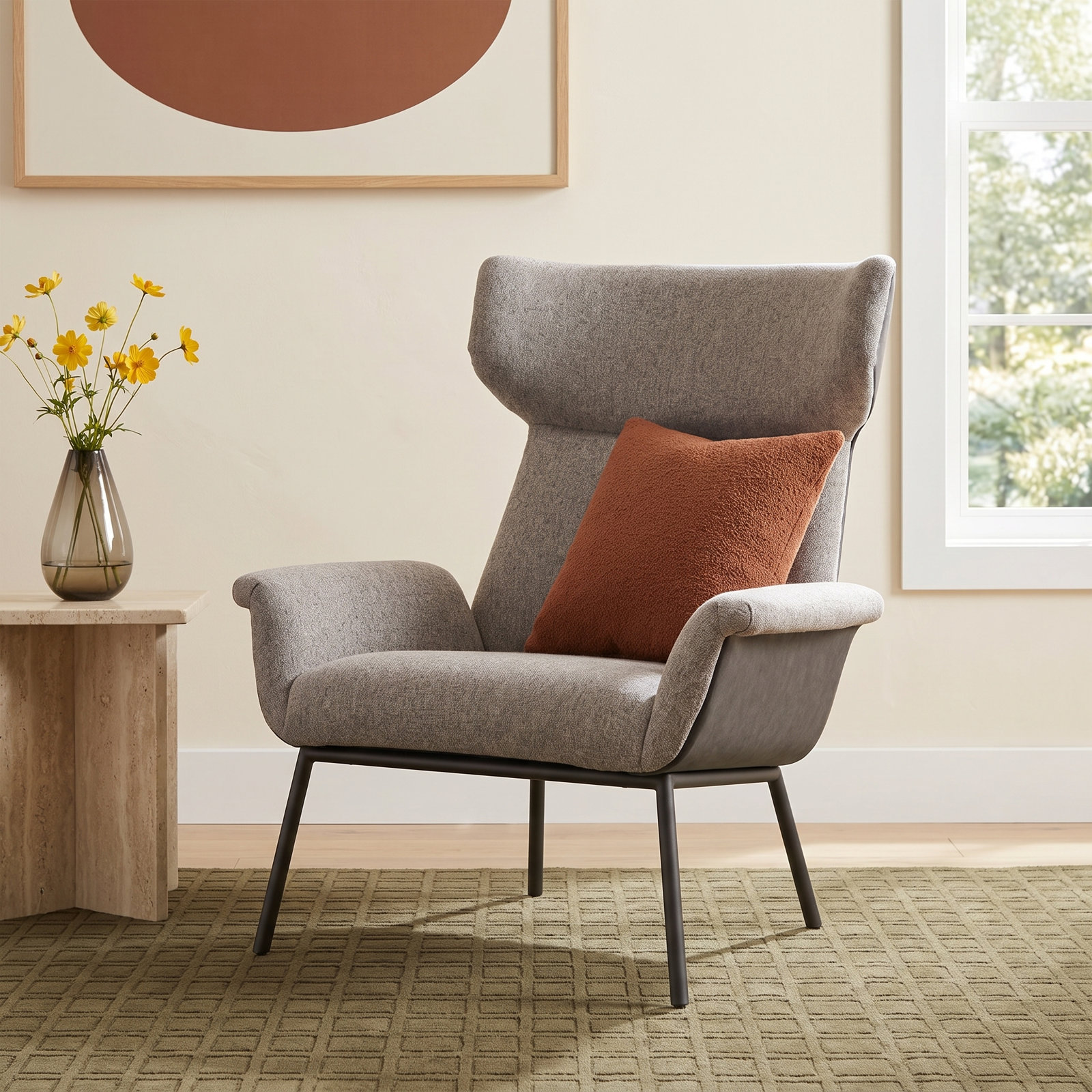 Regine Upholstered Armchair, Orly Natural